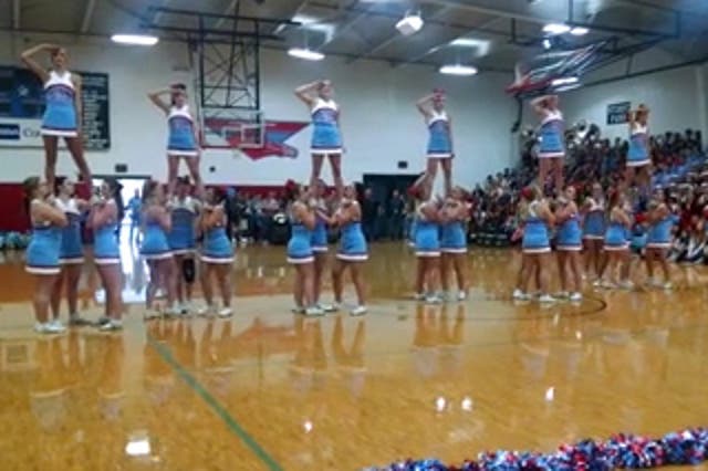 Cheerleading routine set to the soundtrack of 9/11