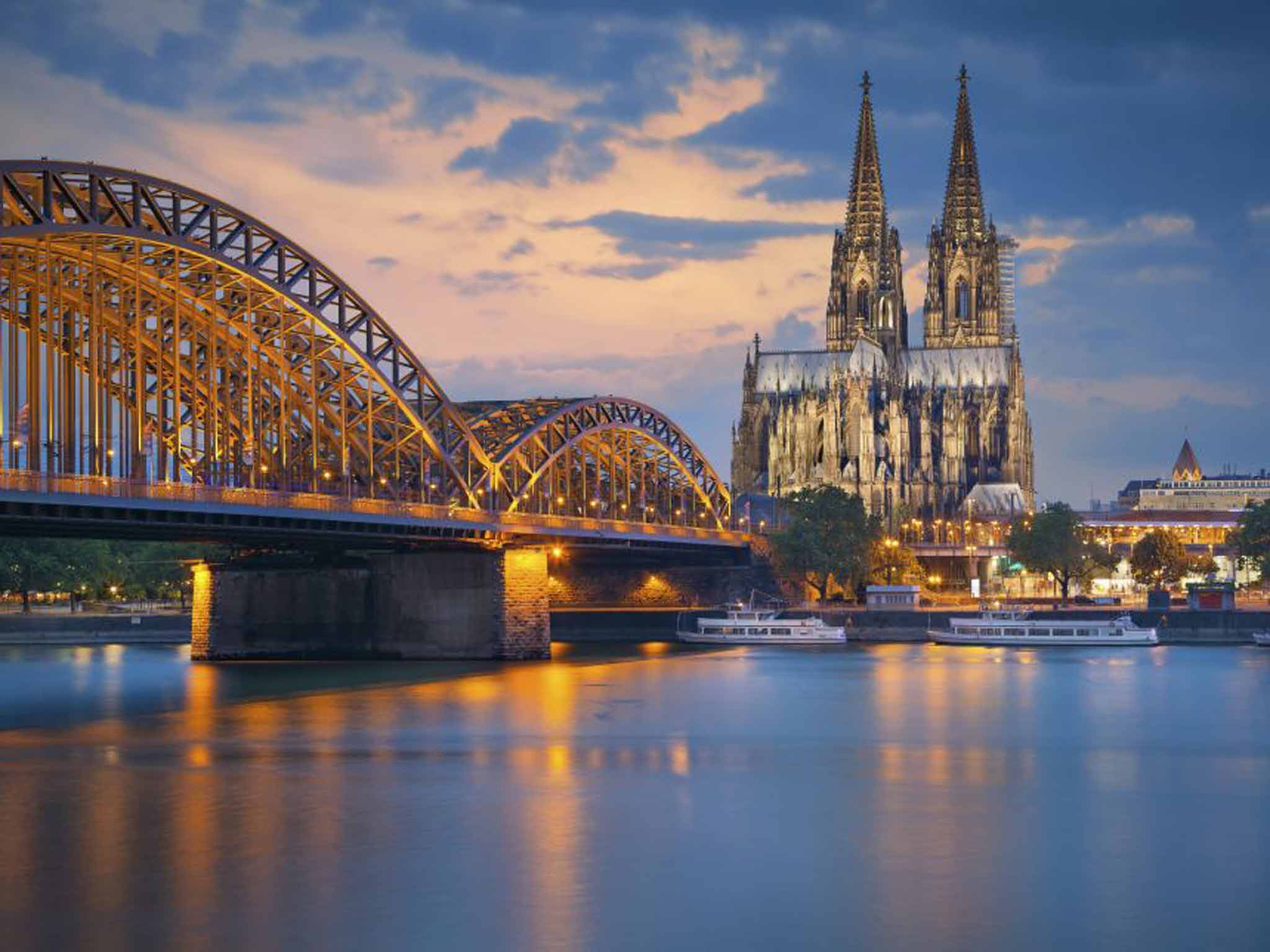 Make tracks: the railway bridge crosses the Rhine near the cathedral in Cologne