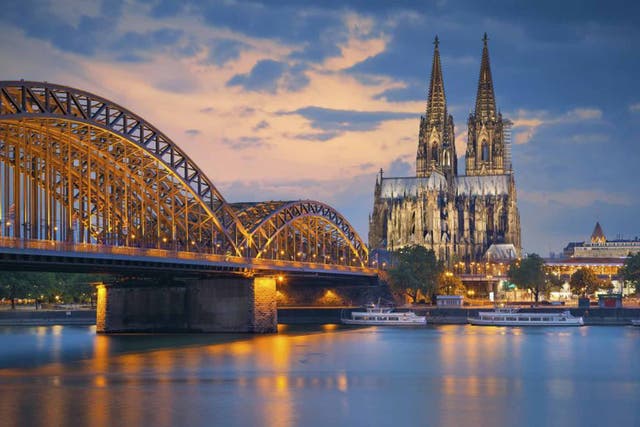 Make tracks: the railway bridge crosses the Rhine near the cathedral in Cologne