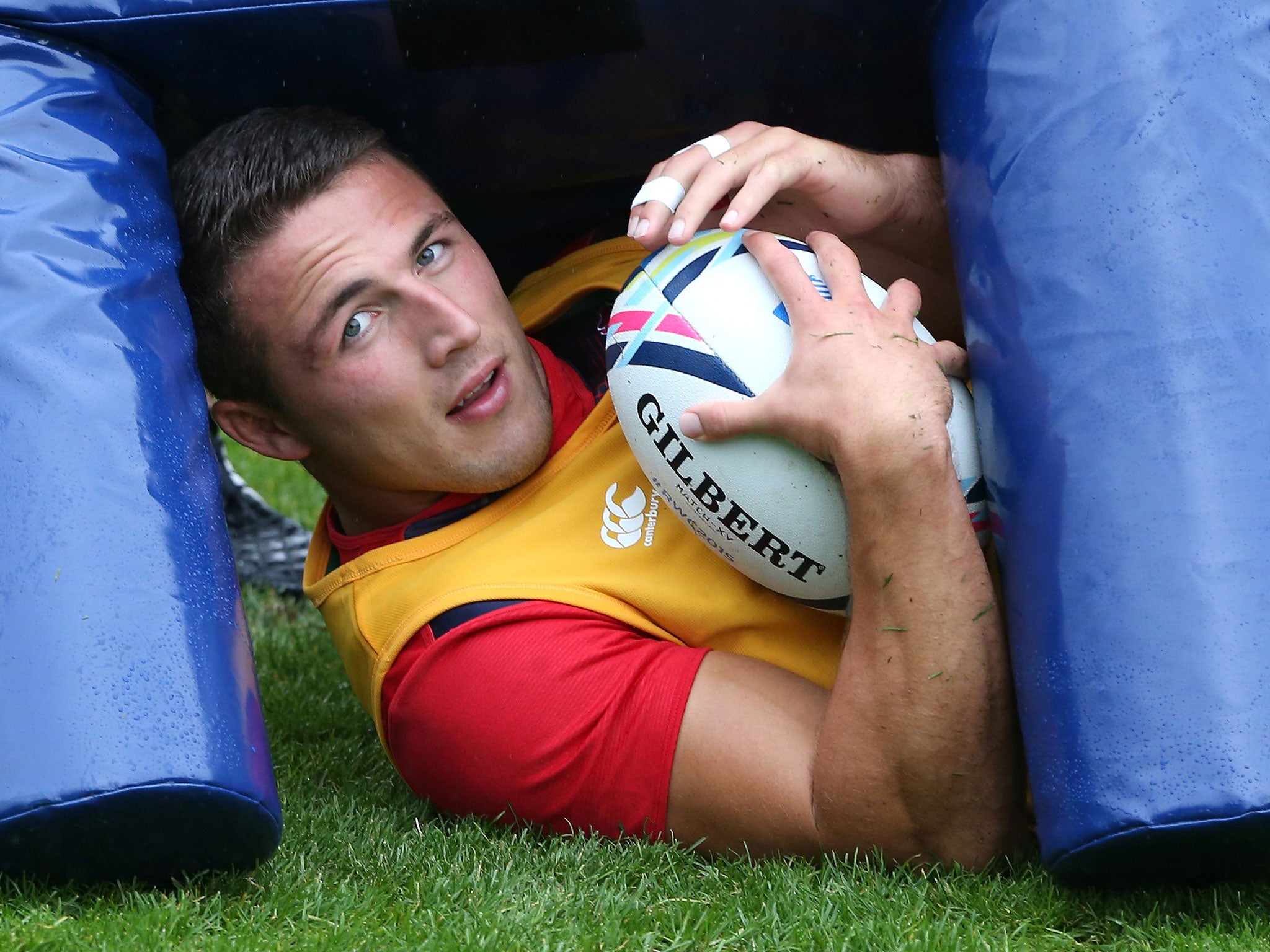 Sam Burgess in training with England