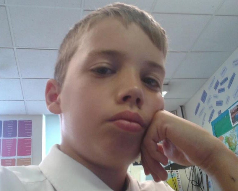 Oliver Crocker,12, was hit by a falling post at the football match on Saturday