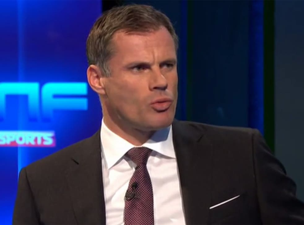 Jamie Carragher working as a pundit on Sky Sports
