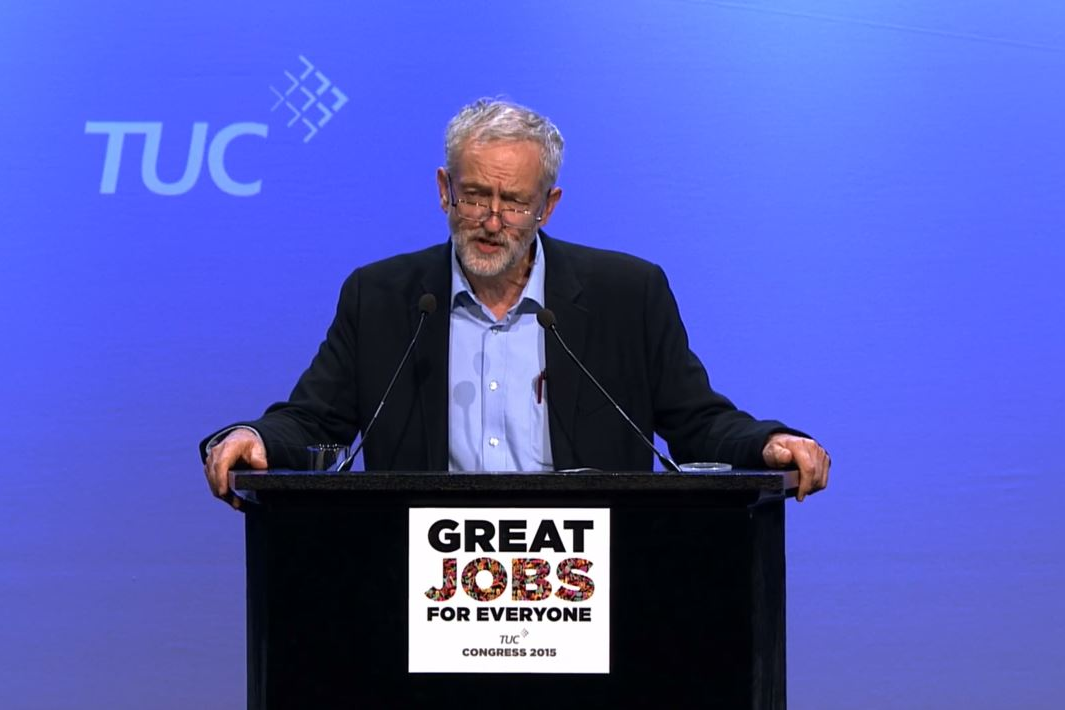 Jeremy Corbyn addresses the TUC conference in Brighton