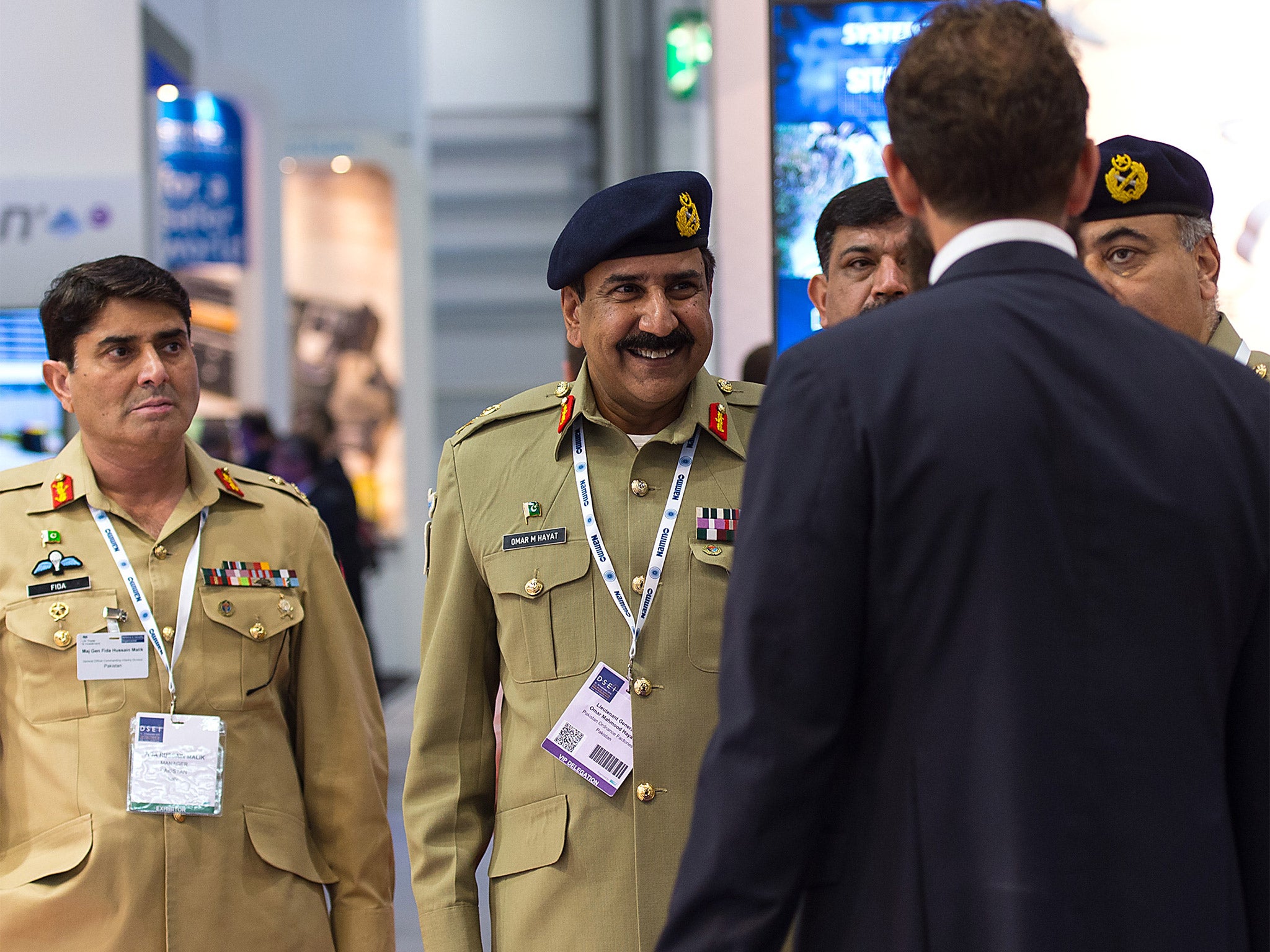 Pakistani military personnel attended the DSEI exhibition