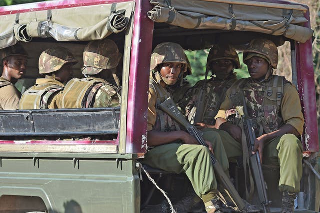File image: Kenyan soldiers respond to an al-Shabaab attack in 2015. 
