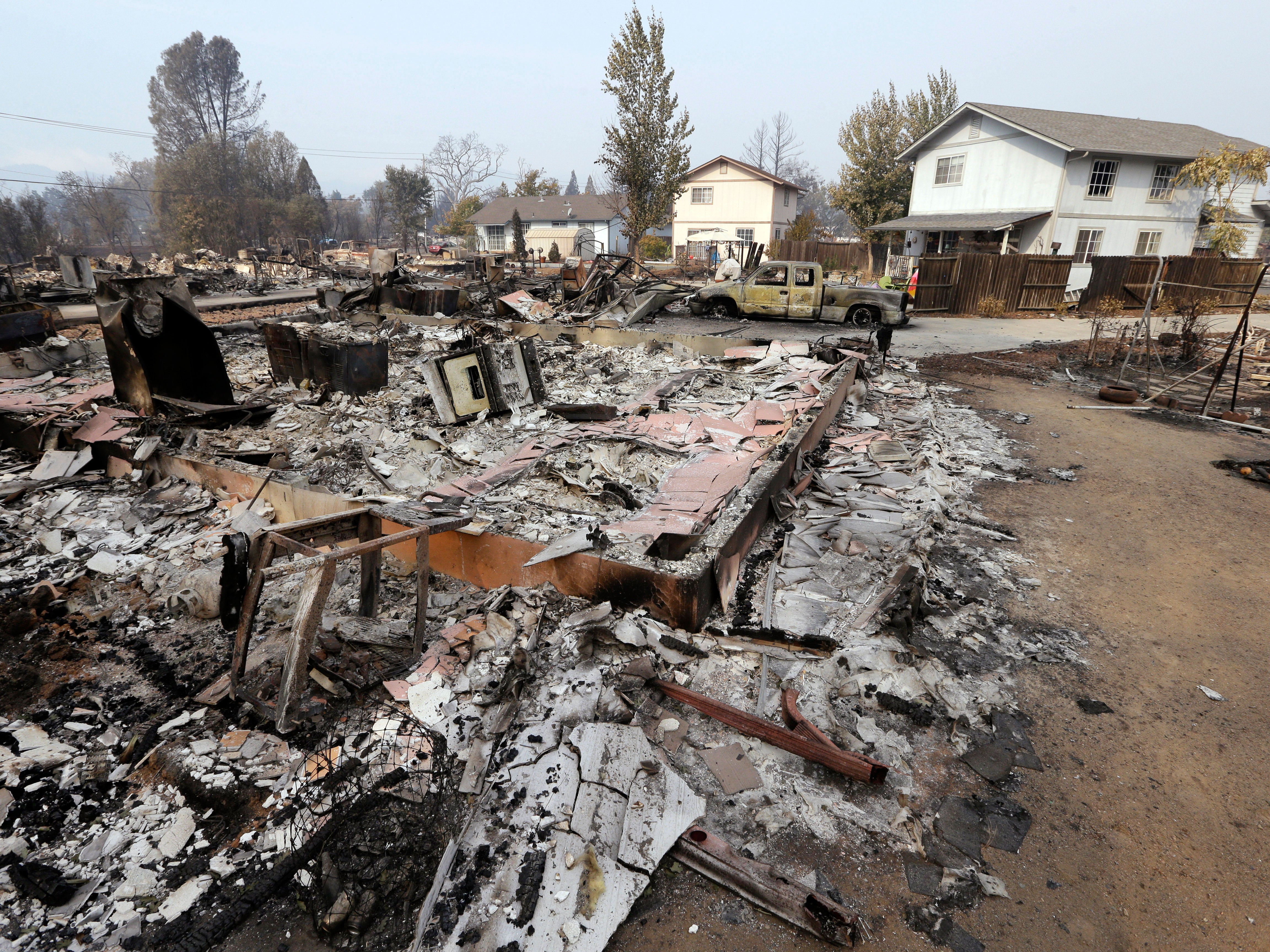 Houses destroyed in the wildfire Middletown, California