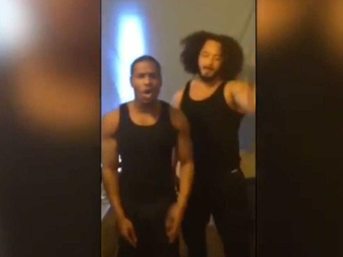 A screenshot from the prison rap video that the pair are being prosecuted over