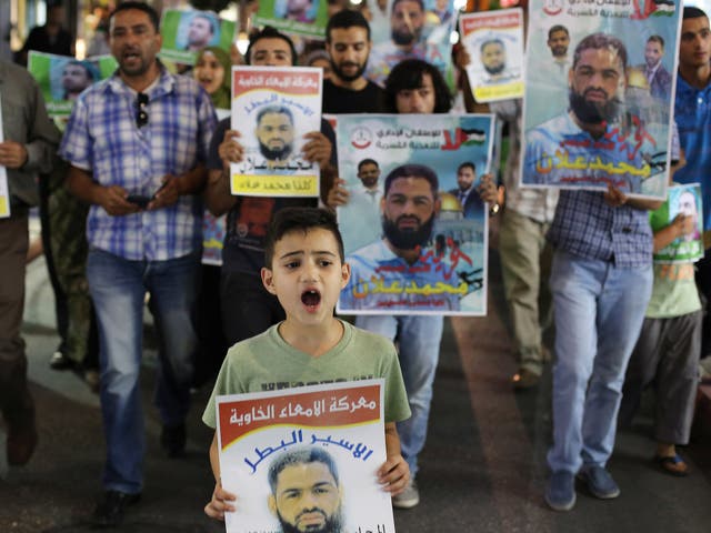 Palestinian protesters take part in a rally in solidarity with Mohammed Allan, in Ramallah, last month