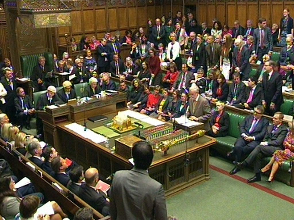 Labour leader Jeremy Corbyn at centre stage during PMQs