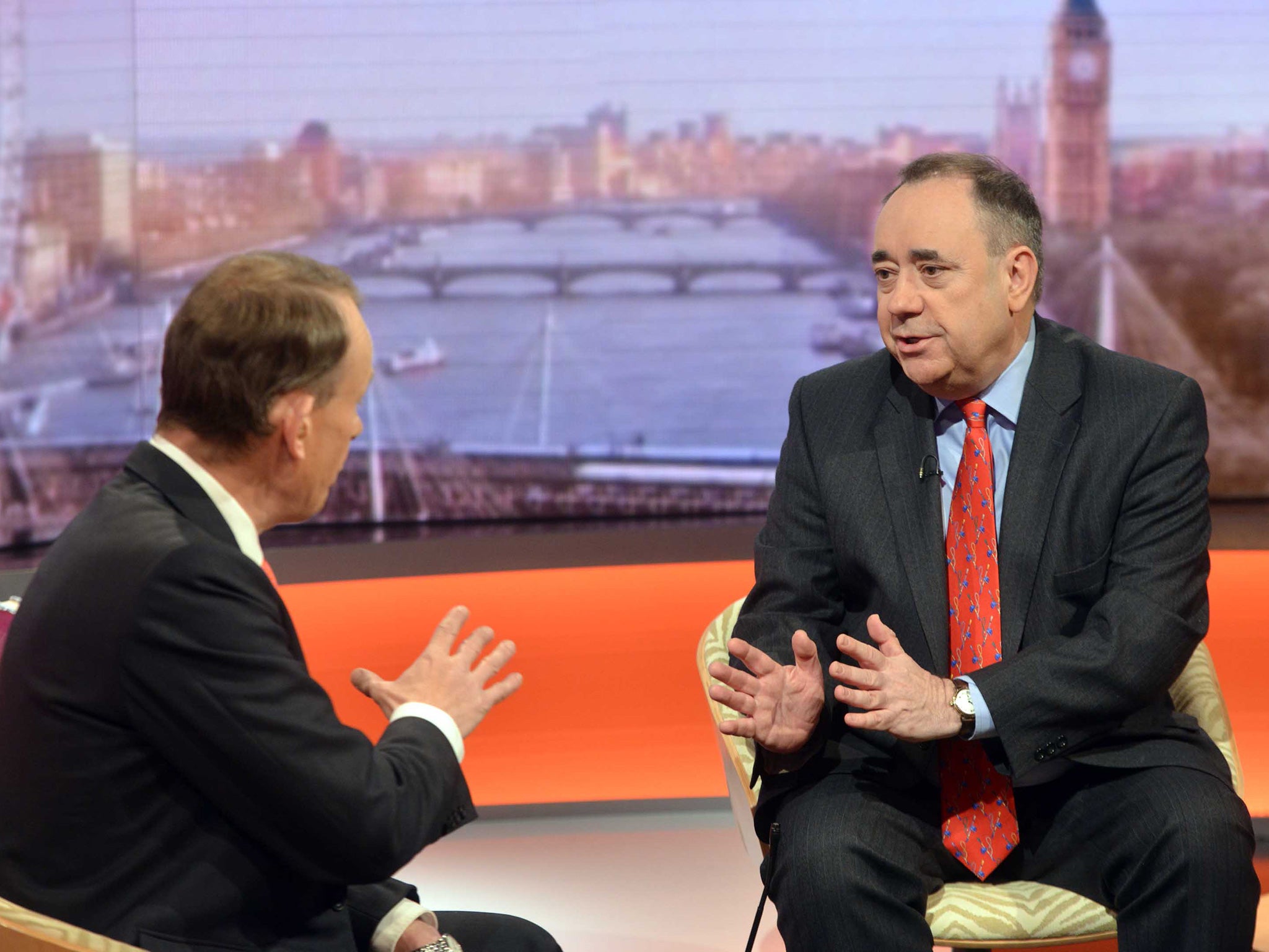 Former First Minister Alex Salmond on ‘The Andrew Marr Show’ earlier this year. He has asserted that BBC bias was a 'significant factor' in deciding Scottish independence referendum
