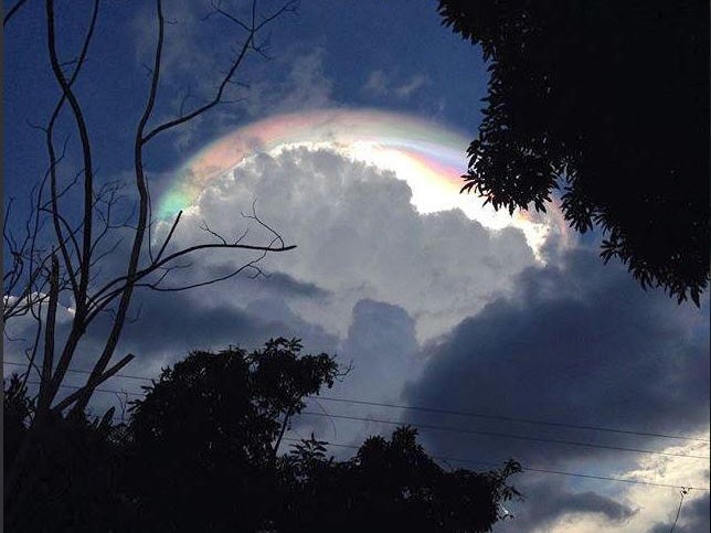 Iridescent cloud - rare weather phenomenon seen over Costa Rica