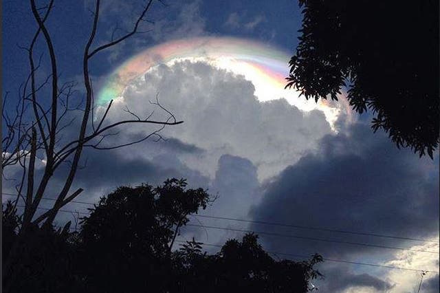 Iridescent cloud - rare weather phenomenon seen over Costa Rica