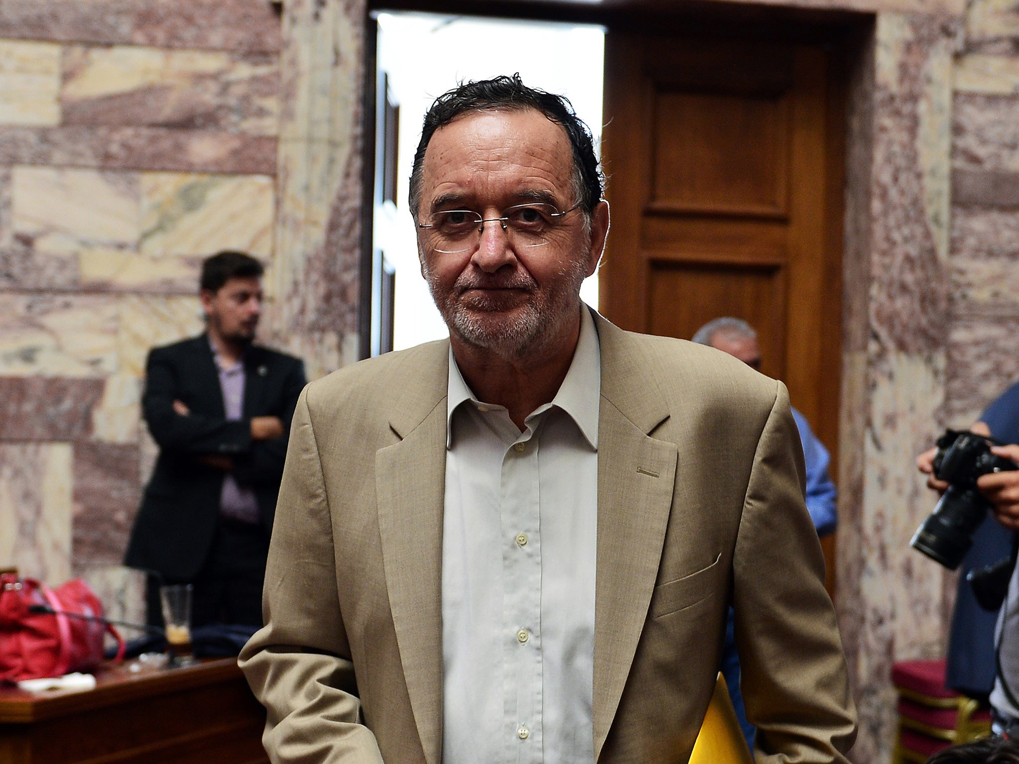 Greece's Energy Minister and member of the Syriza party, Panagiotis Lafazanisarrives