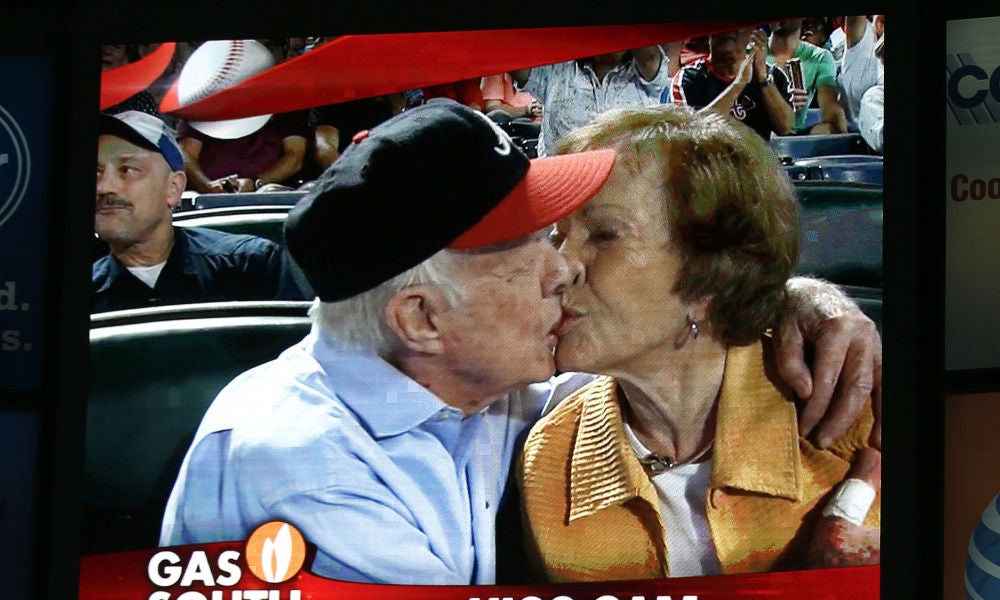 Jimmy and Rosalynn Carter caught on the 'kiss-cam'
