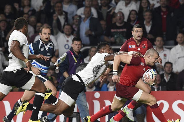 Mike Brown bursts through to score England's second try