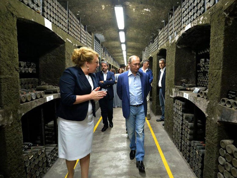 Vladimir Putin on a tour of the Massandra Winery in Crimea