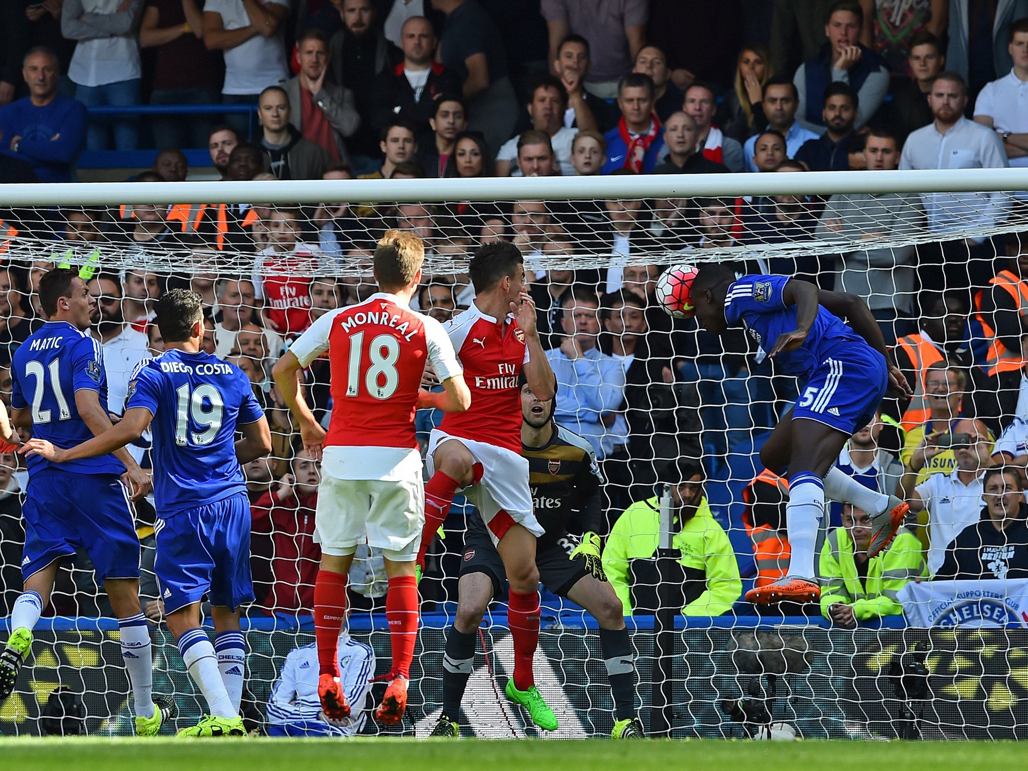 Kurt Zouma scores Chelsea's first against Arsenal