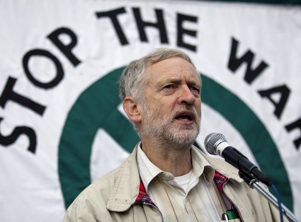 Jeremy Corbyn at an anti-war protest to mark the eleventh anniversary of the start of the war in Afghanistan, in Oct 2012