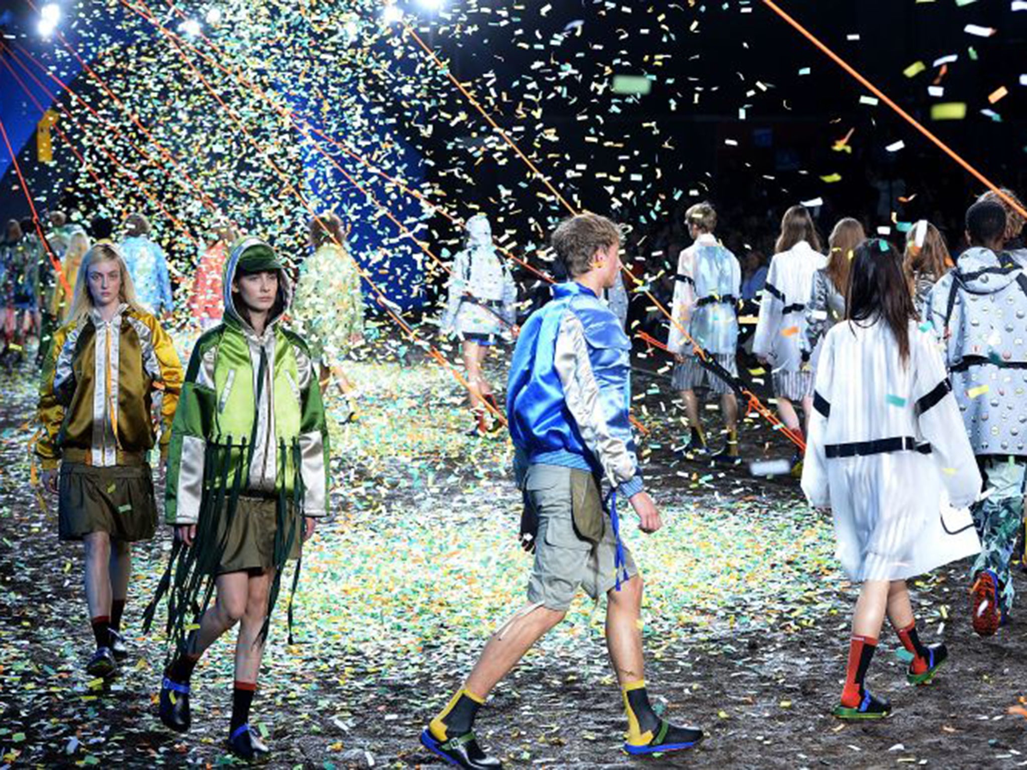 Fashion designer Jonathan Anderson walks the runway during the