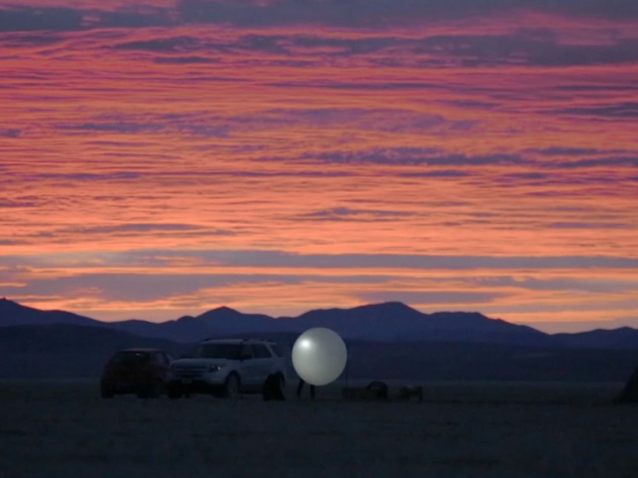 The model of the Sun is one-and-a-half meters in the to scale Solar System in a Nevada desert