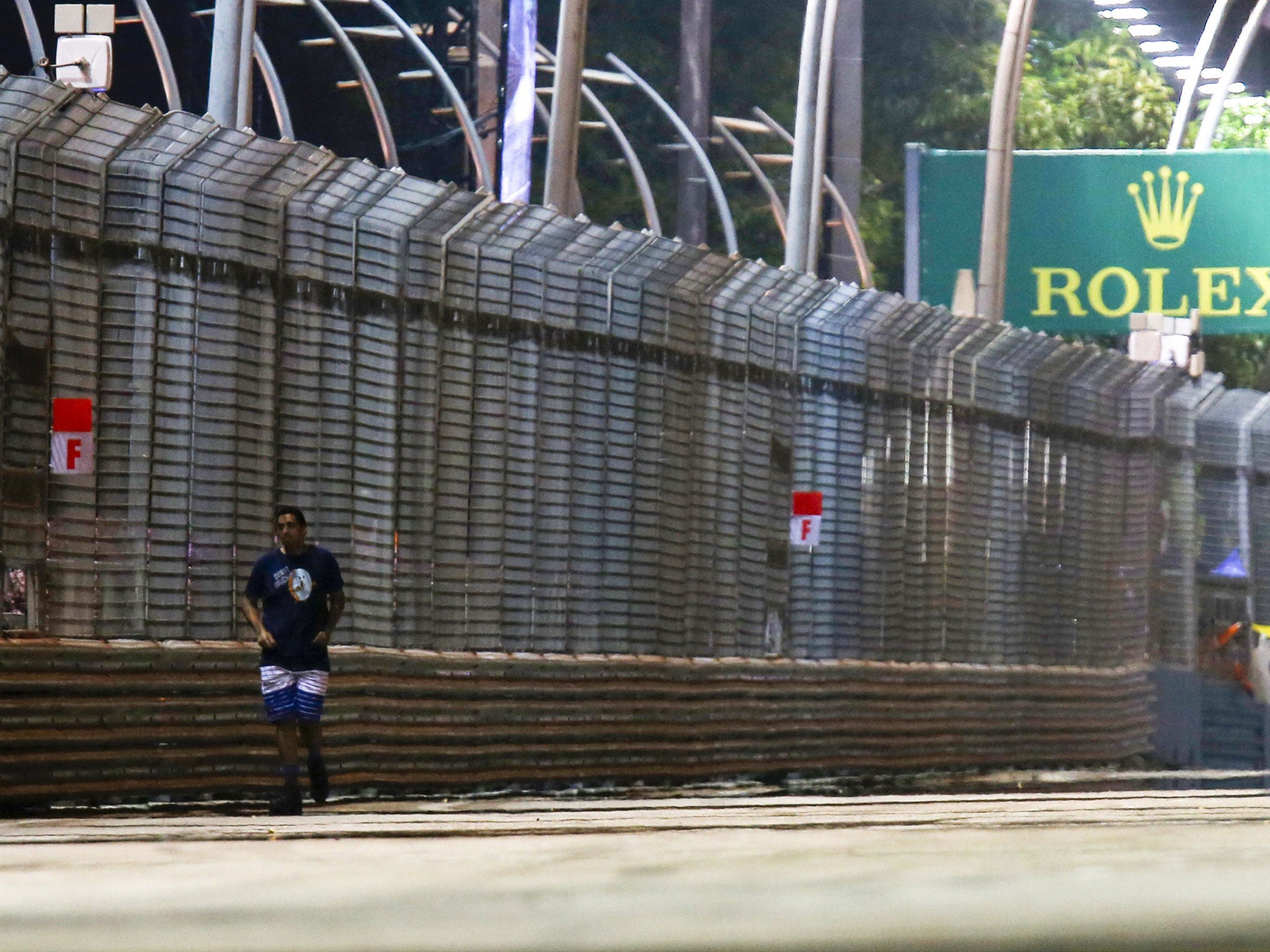 The safety car is deployed after a fan wanders on the track, Singapore Formula One 1 Grand Prix, Marina Bay Circuit, Singapore - 20 Sep 2015