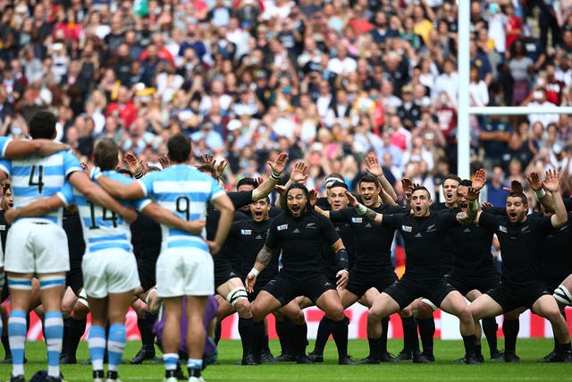 New Zealand perform the Haka ahead of their match with Argentina