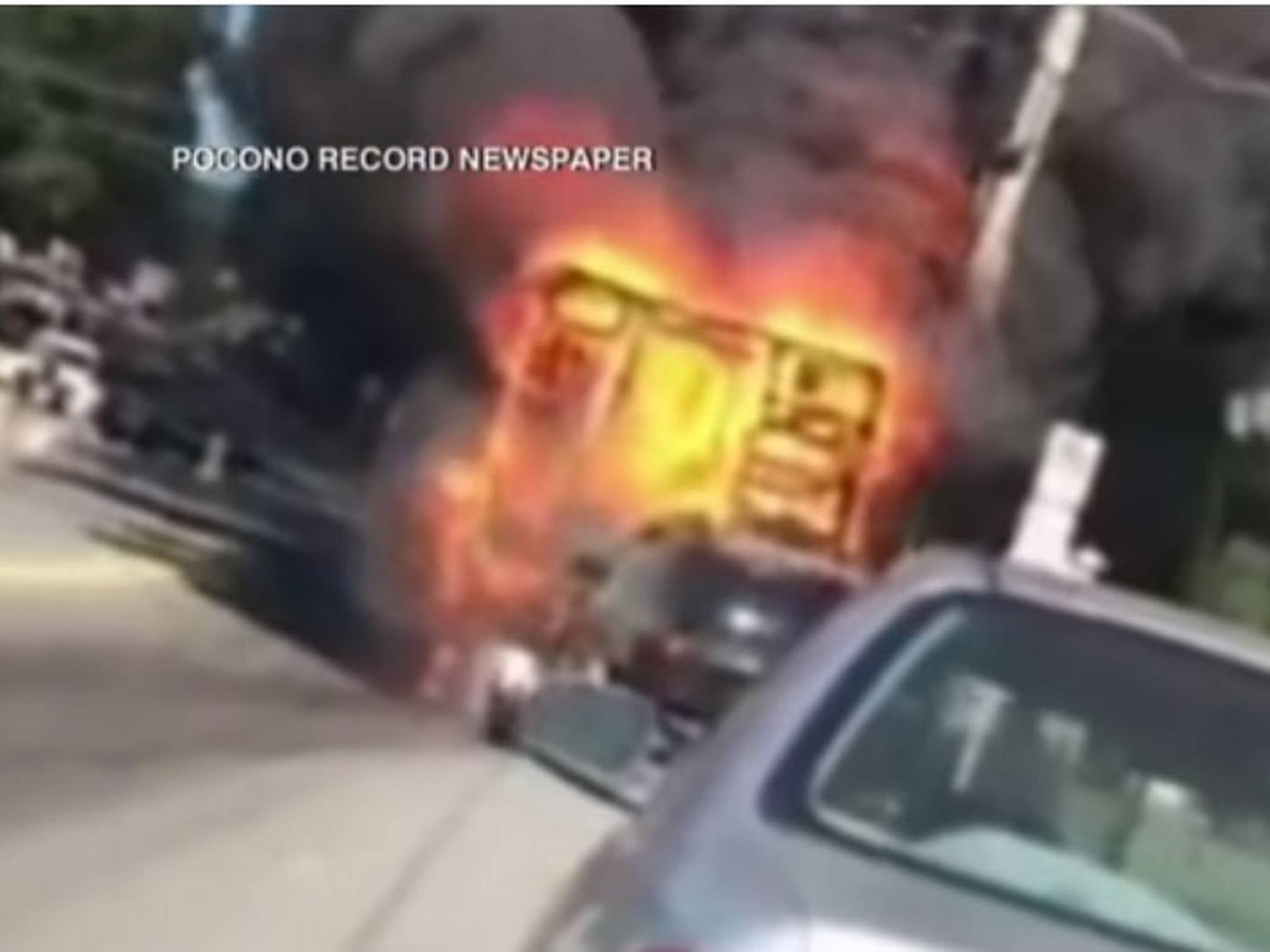 The motorhome caught fire then caused destruction to everything in its path