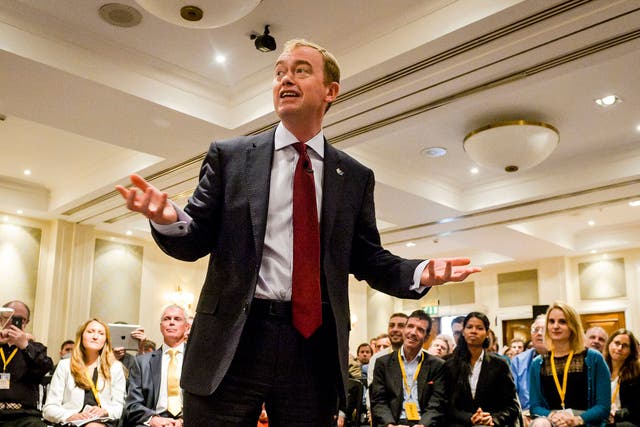 Tim Farron launching the party’s campaign for the UK to remain in the EU