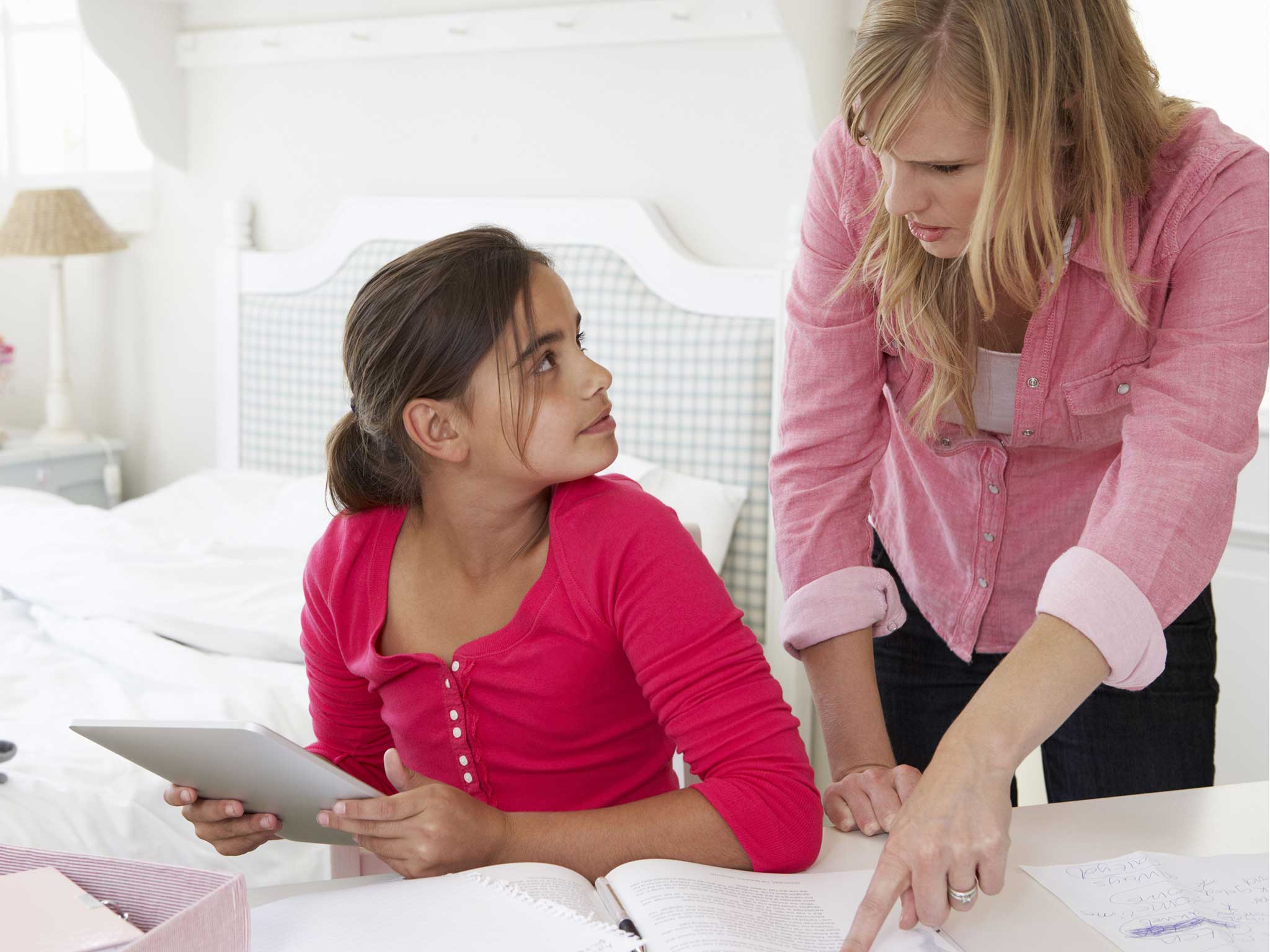The outburst occured after she tried to help her daughter with her homework