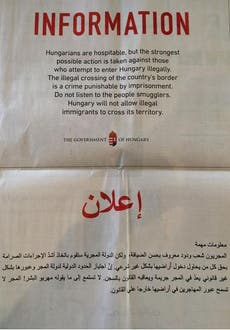 Hungary places full-page newspaper ad warning refugees away