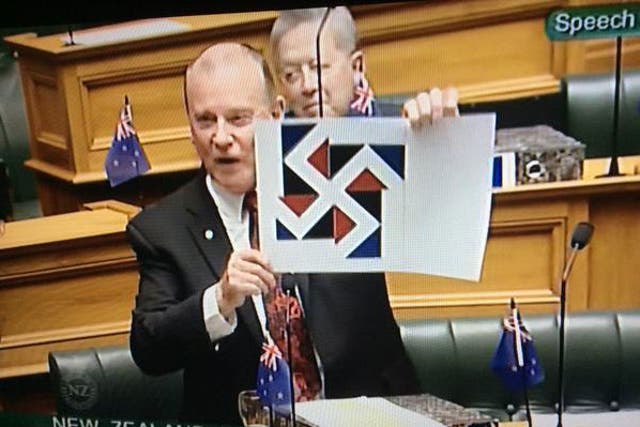 The Red Peak flag design was likened to a Nazi Swastika by a politician from the New Zealand First party
