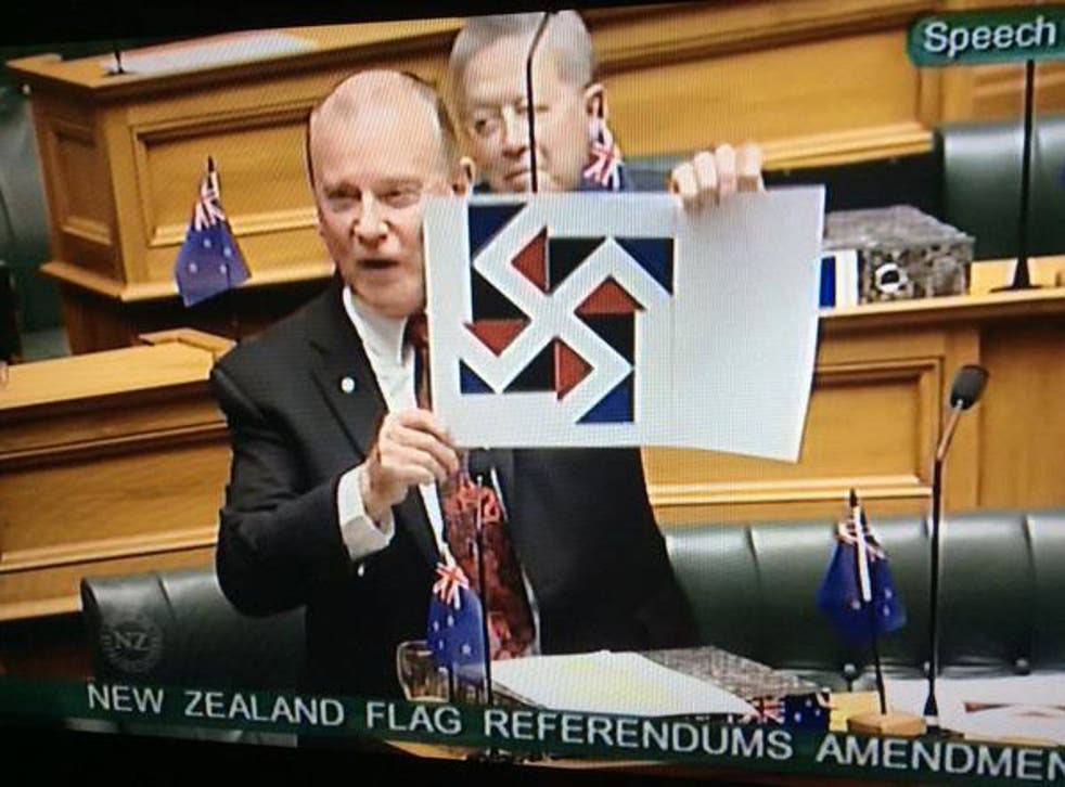 The Red Peak flag design was likened to a Nazi Swastika by a politician from the New Zealand First party