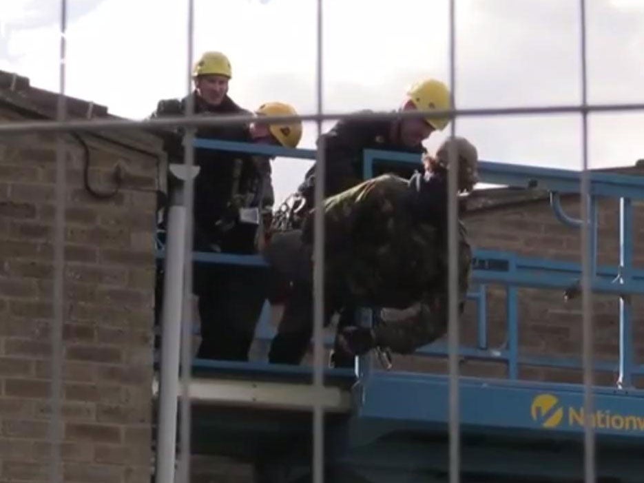 Some protesters scuffled with bailiffs as they were taken down from rooftops