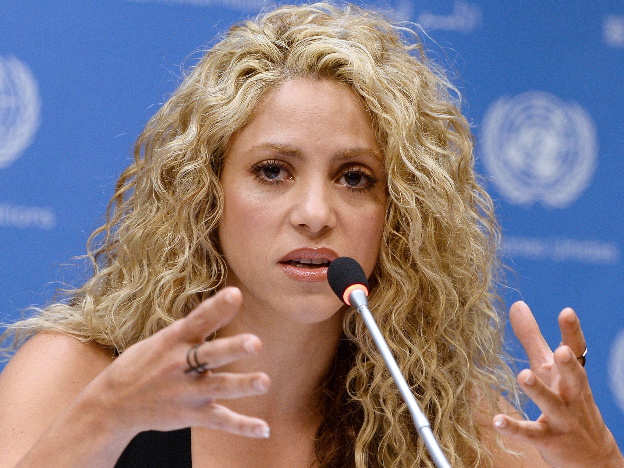 UNICEF Goodwill Ambassador Shakira speaking at the press conference