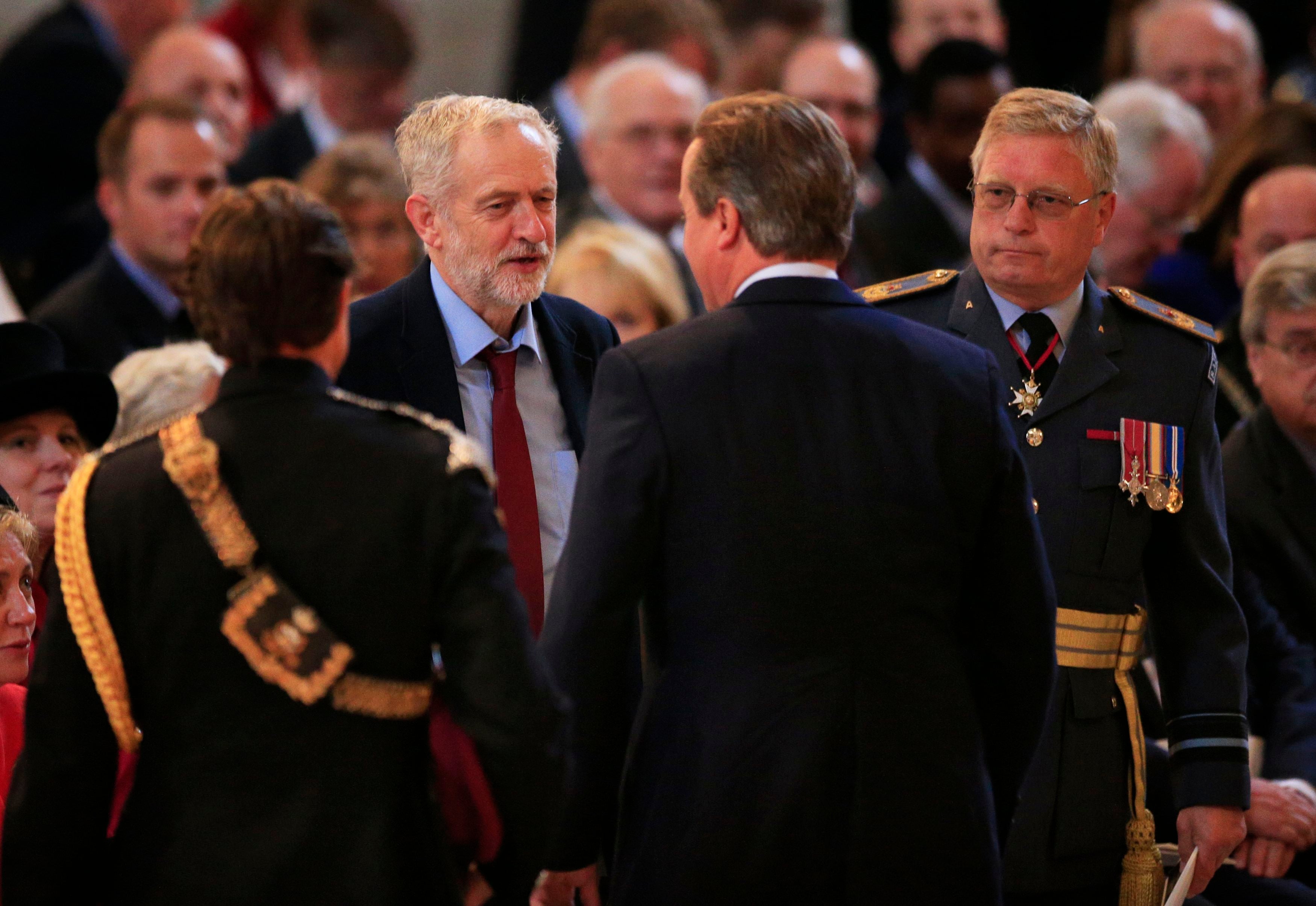 Jeremy Corbyn greets David Cameron for the first time since becoming Labour leader