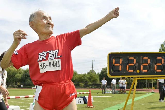 Hidekichi Miyazaki took up the sport in his 90s
