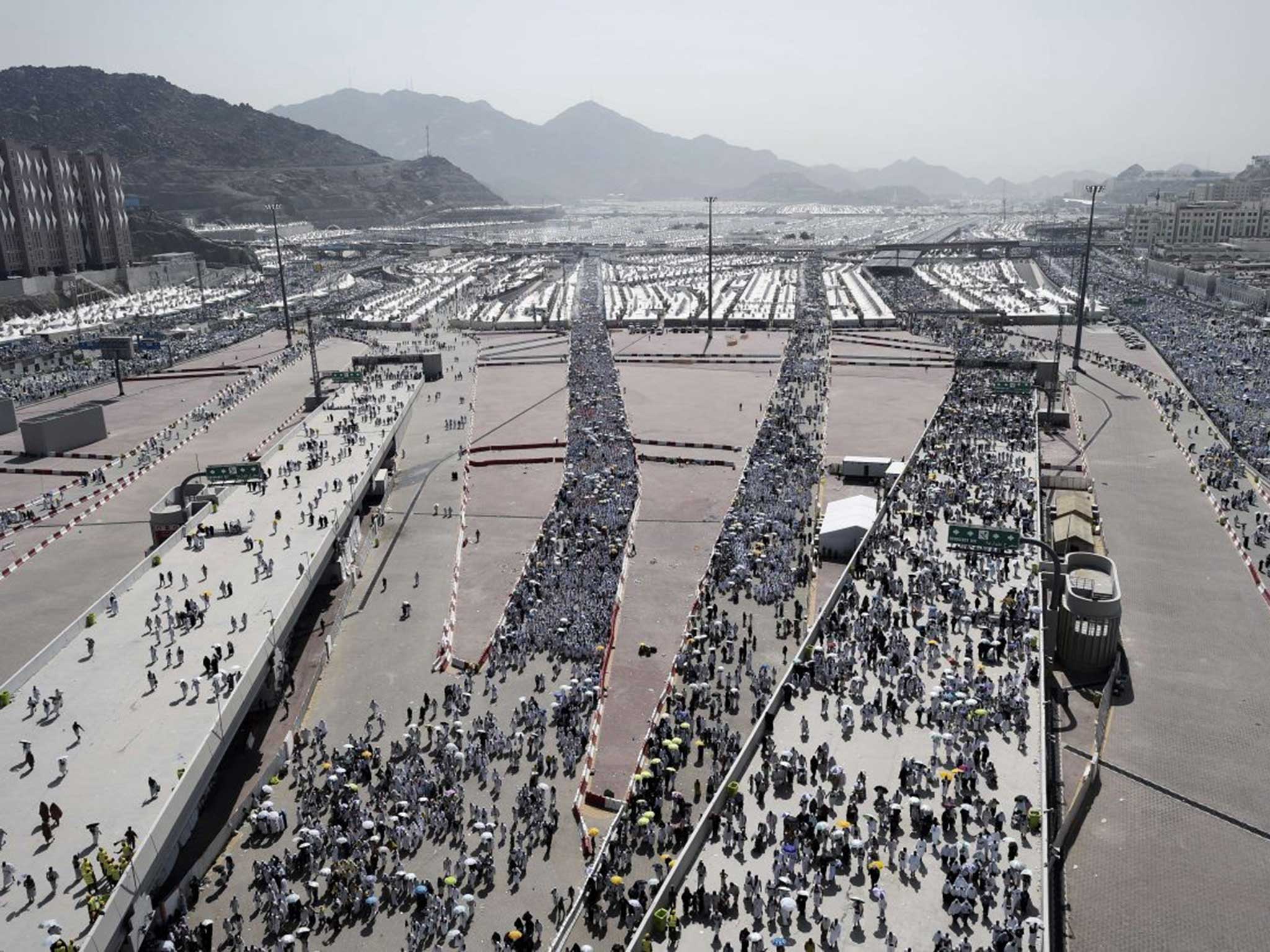 The route into throw pebbles at pillars during the 'Jamarat' ritual, the stoning of the Devil