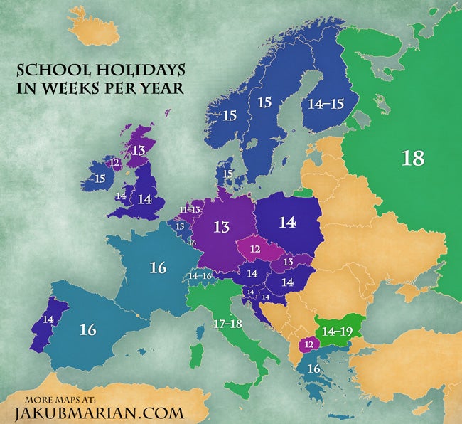 School holidays map shows difference in dates and duration around Europe  The Independent  The 