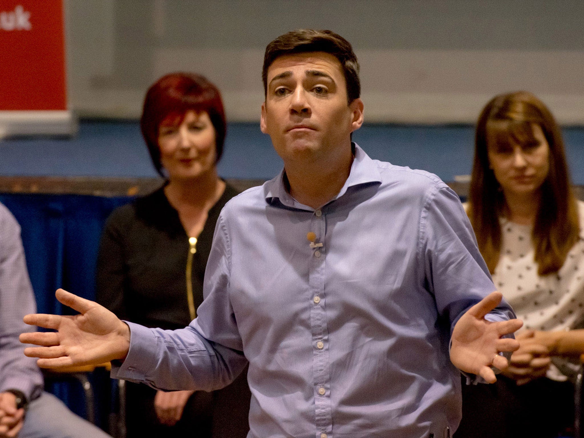 Andy Burnham holding a Labour Leadership campaign event