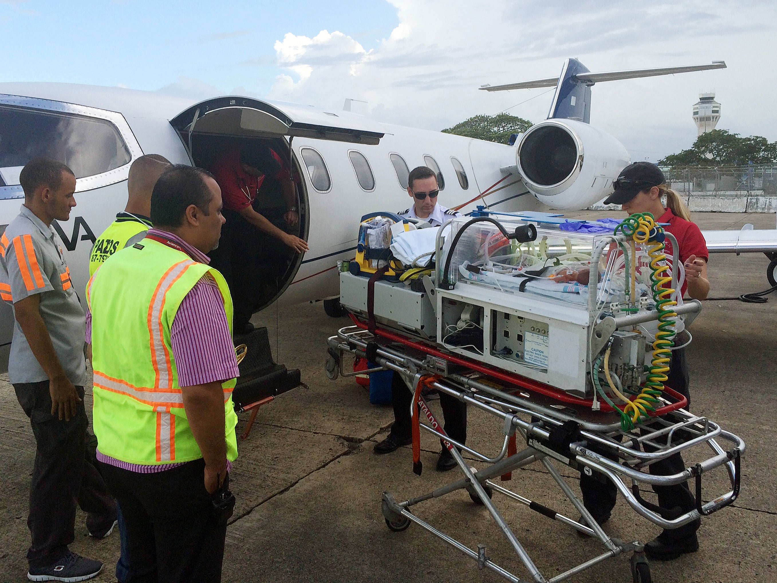 Plane prepares to leave San Juan in Puerto Rico to treat premature baby Haiden Morgan