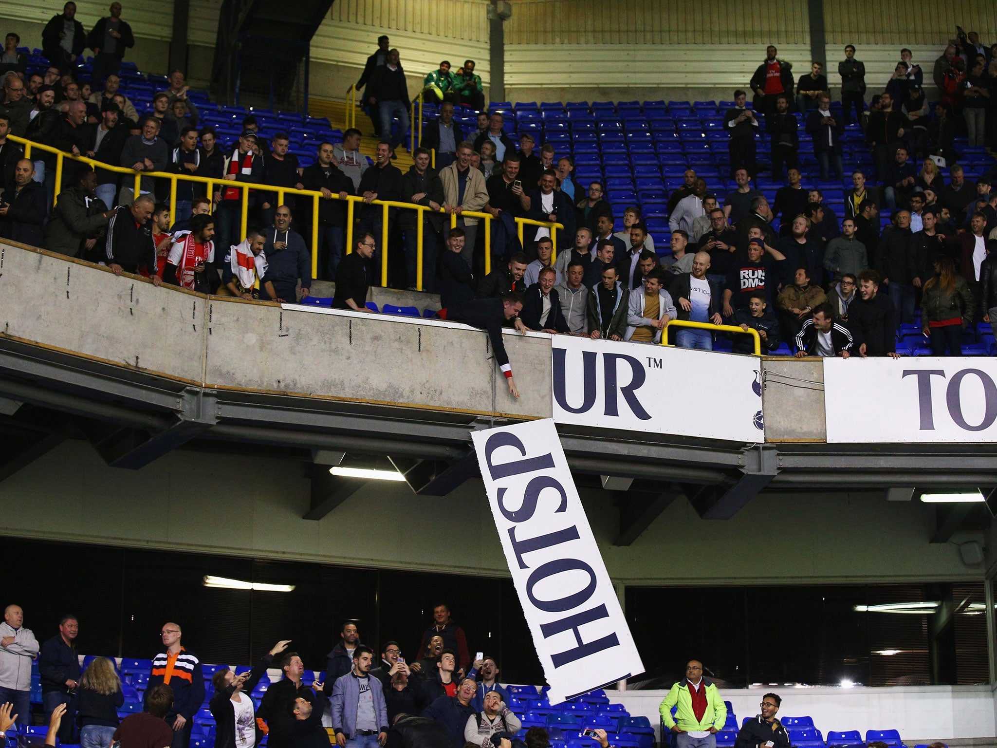 The scenes at White Hart Lane during the Tottenham vs Arsenal Capital One Cup tie