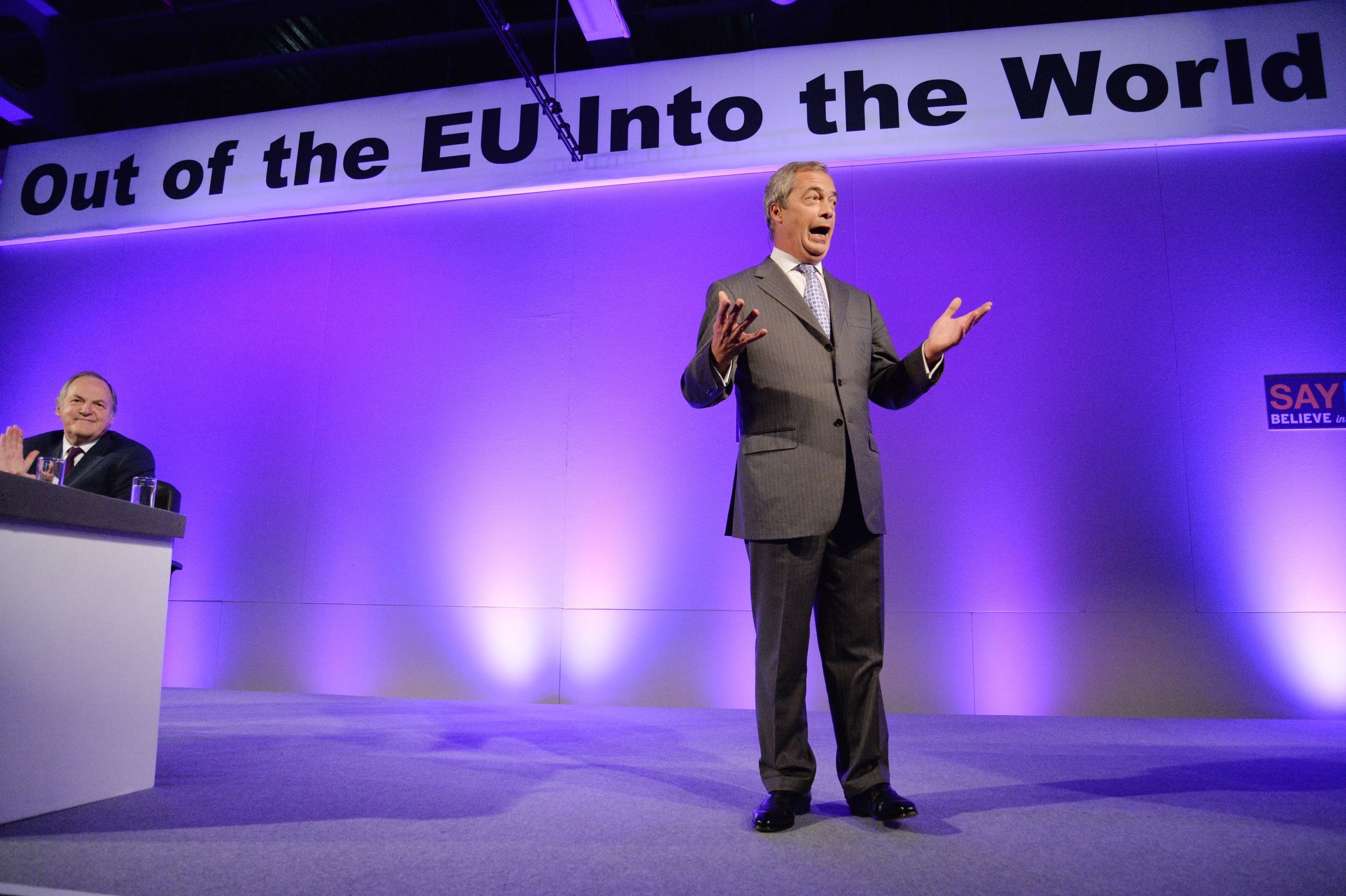 Nigel Farage delivers his keynote speech at the Ukip party conference in Doncaster