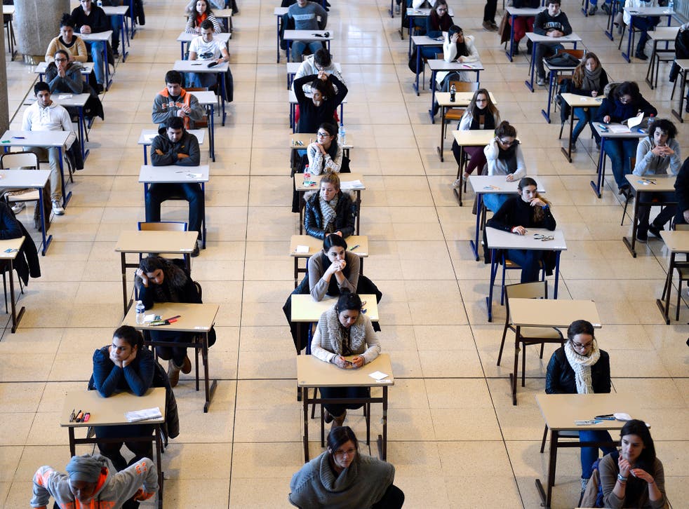 First-year students in Marseille get ready to take an exam