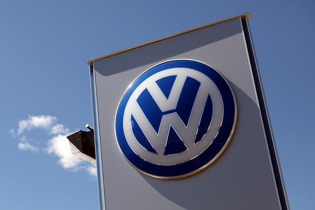  A logo is displayed on a sign in front of a Volkswagen dealership on March 28, 2011 in San Rafael, California