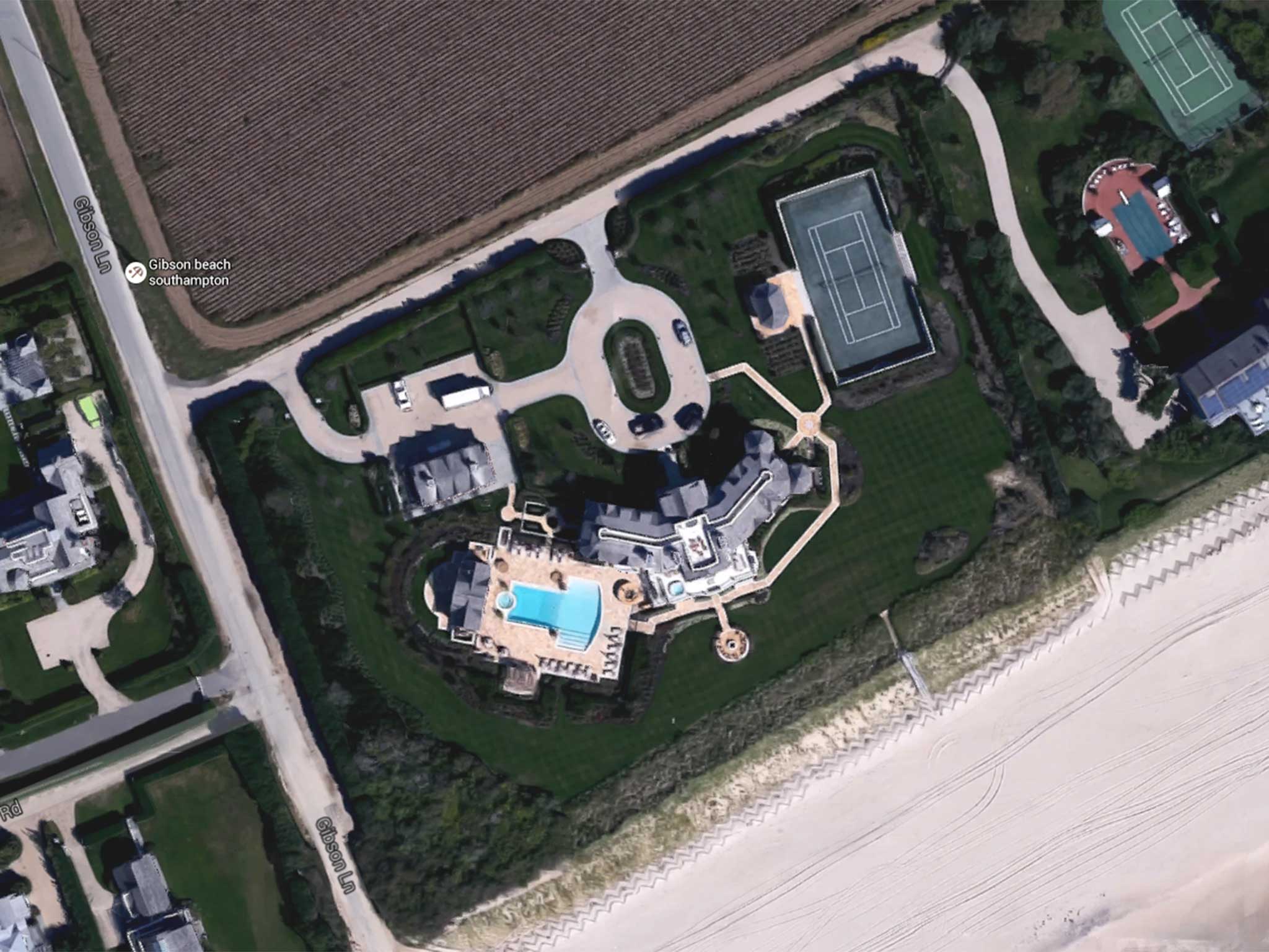 A Google Map view of Mr Tepper's home in the Hamptons