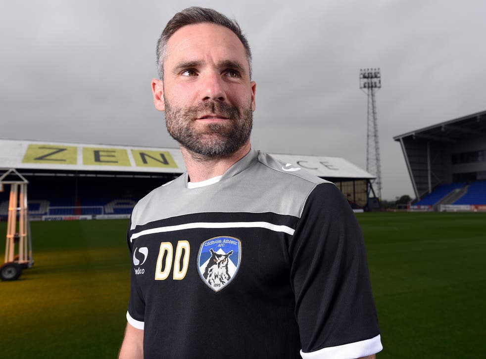 David Dunn, the new Oldham  manager, at Boundary Park