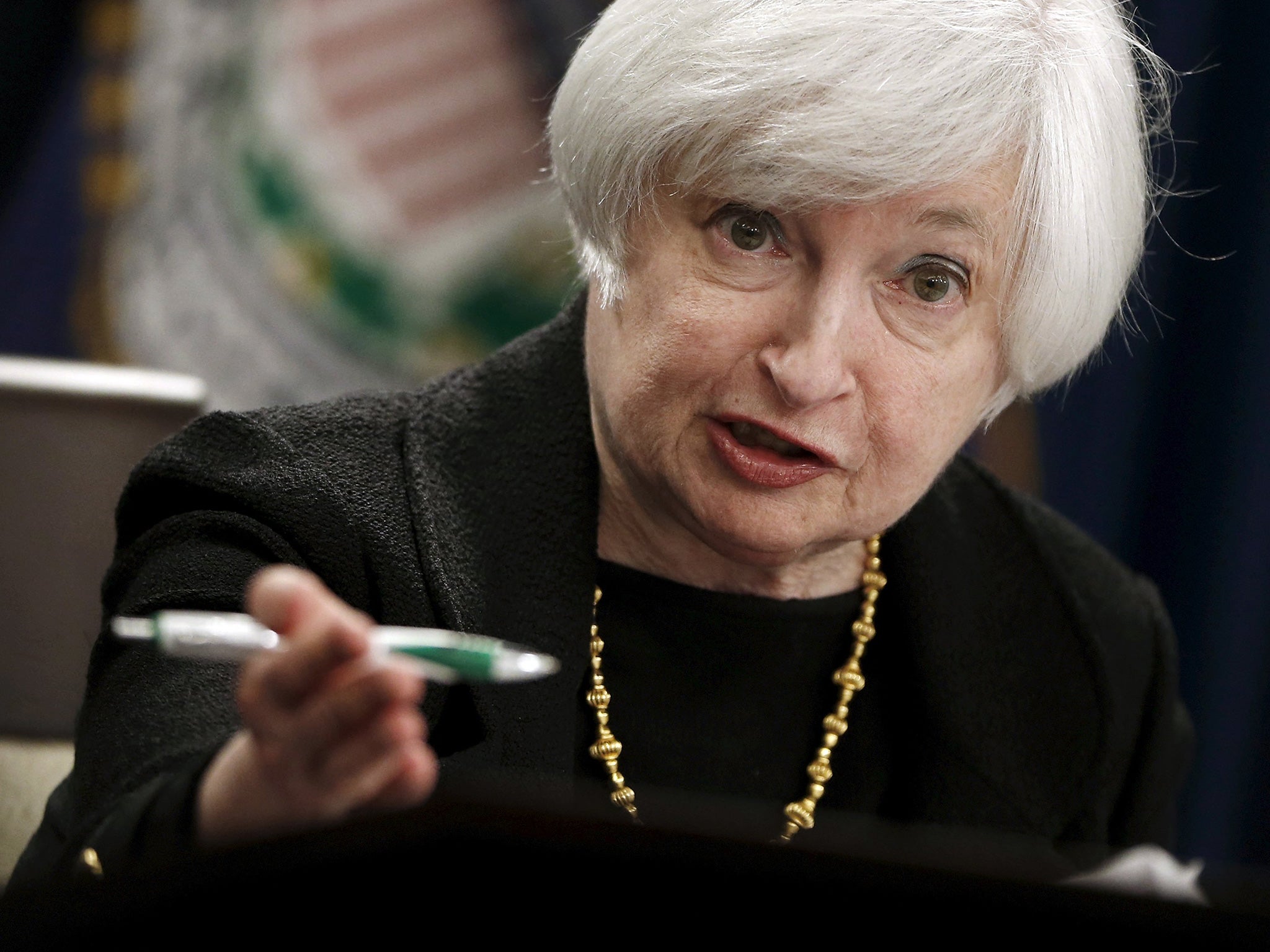 The Fed chair Janet Yellen said the US was strong enough to fend off the recent turmoil