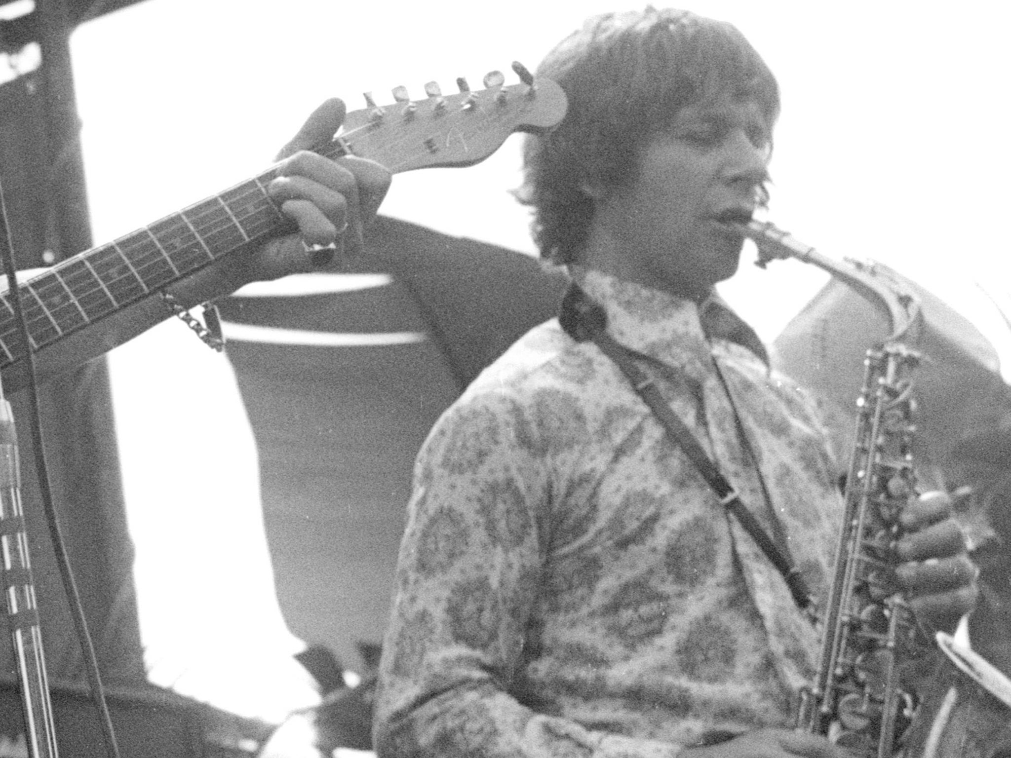 Warleigh at Hyde Park in July 1969 supporting the Rolling Stones at their celebrated free concert