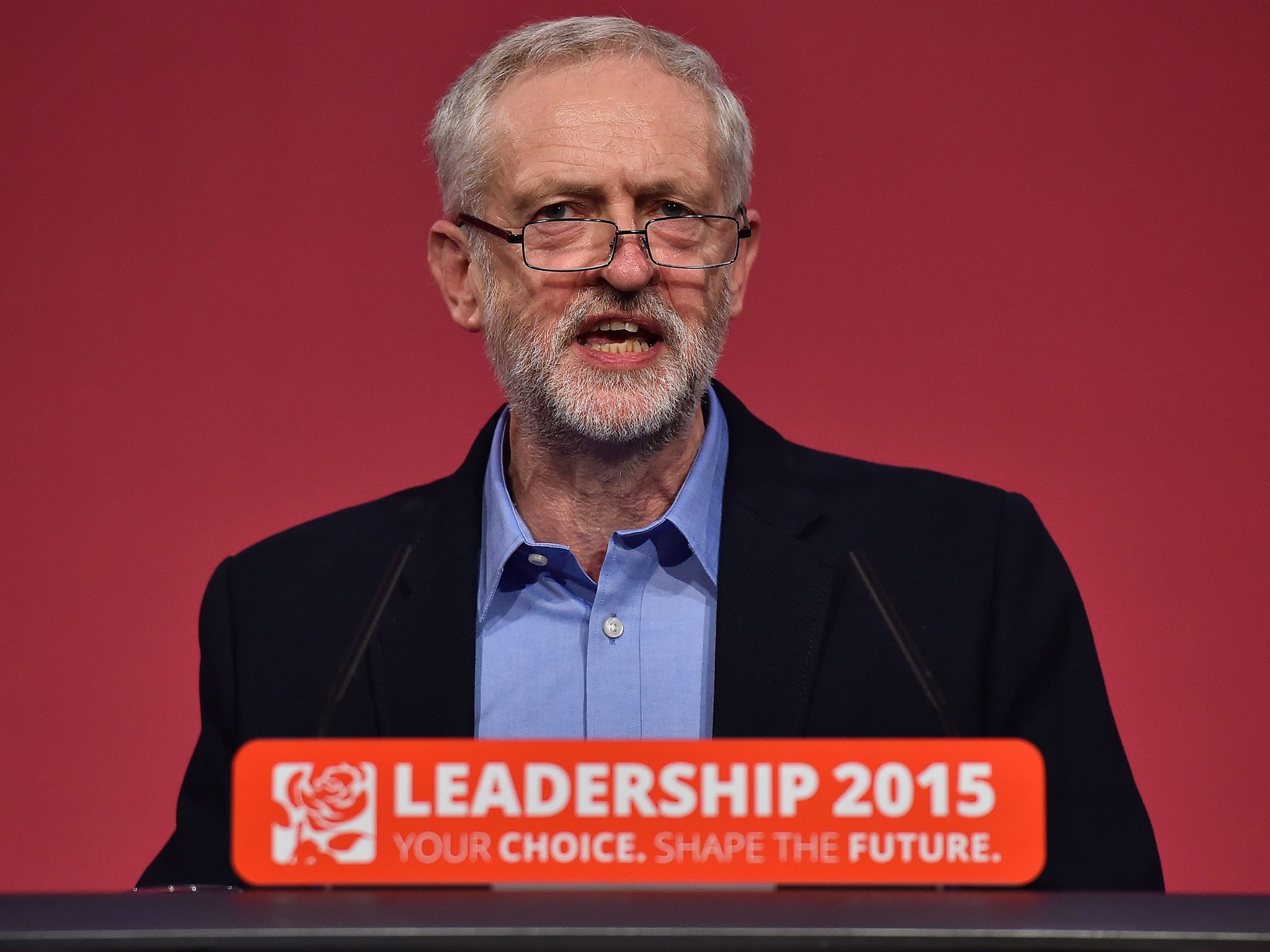 Corbyn addresses the audience after being announced as the new leader of the Labour party in London