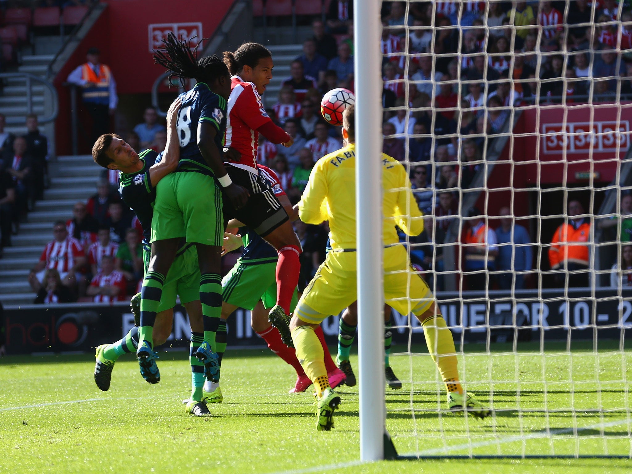 Virgil van Dijk leaps highest to head home for Southampton